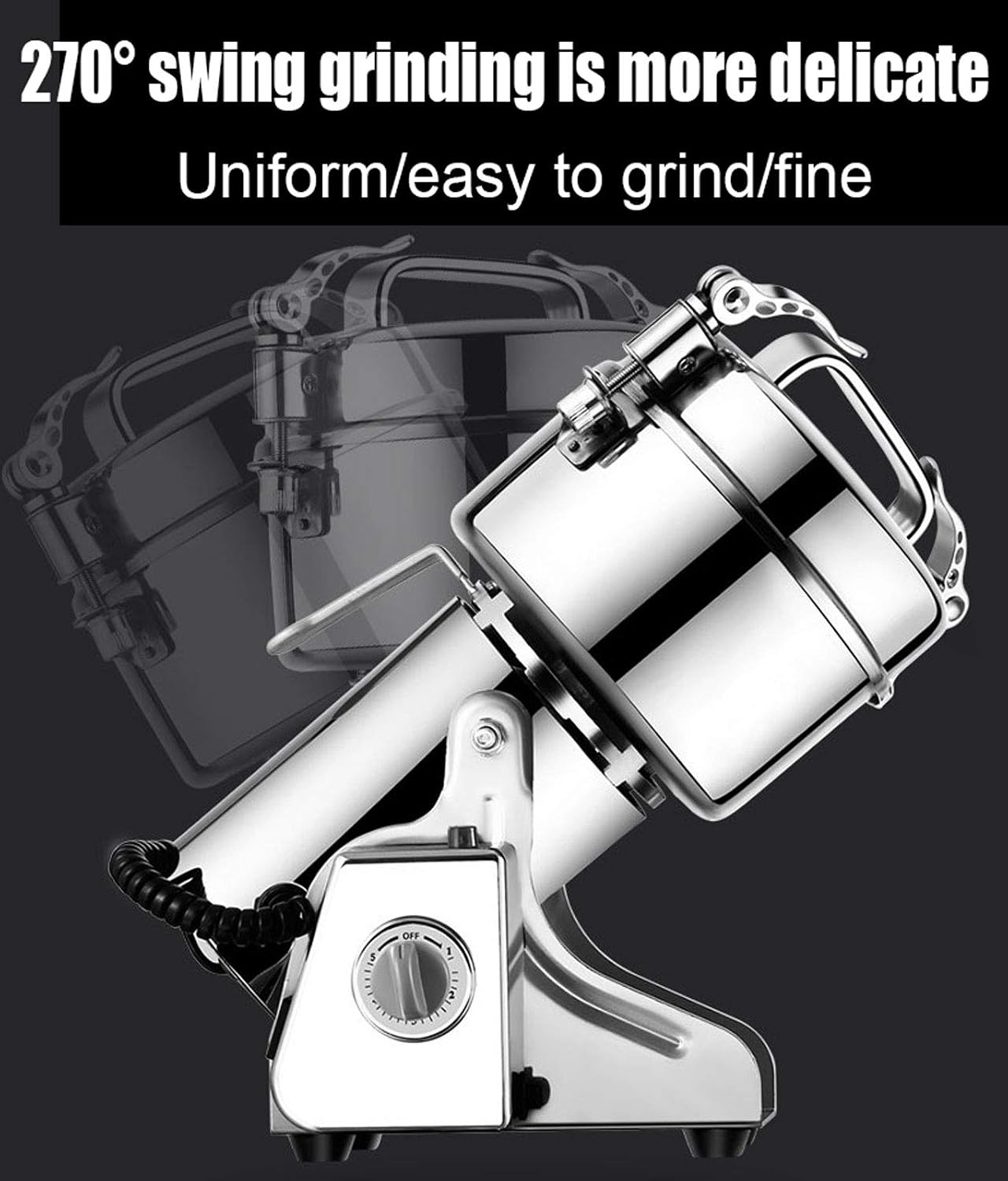 Electric Grain Grinder Mill Multifunction Cereal Grinder Stainless Steel Pulverizer for Home Spice Herb Commercial Coffee Grinding Machine - Easy to Clean (800g