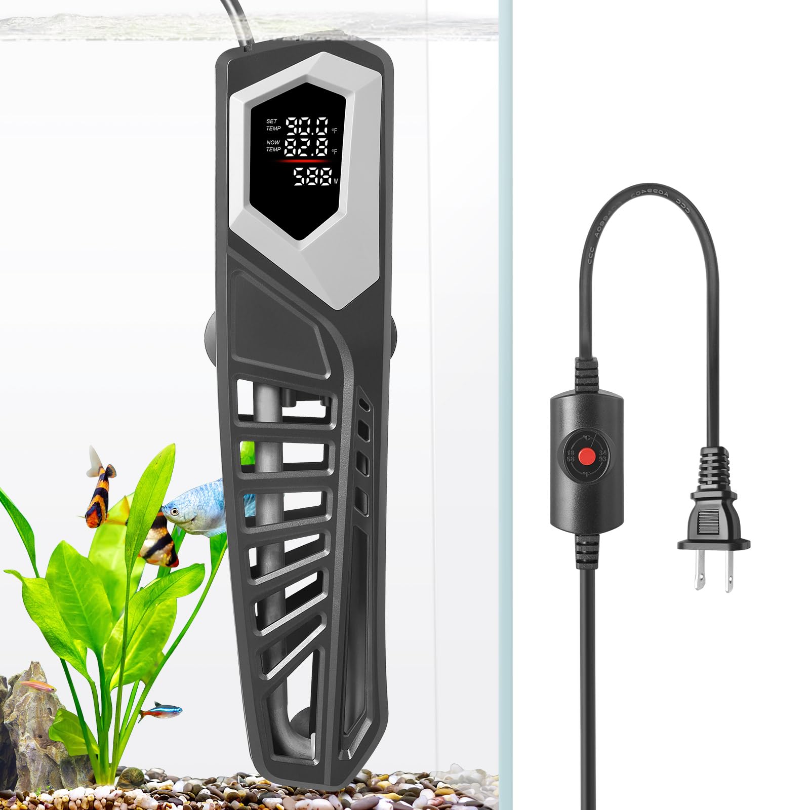 HITOP800W Titanium Aquarium Heater: Digital Fish Tank Heater with External Controller, Submersible Aquarium Heater with Over-Temperature Protection for Saltwater and Freshwater 100-250Gallon