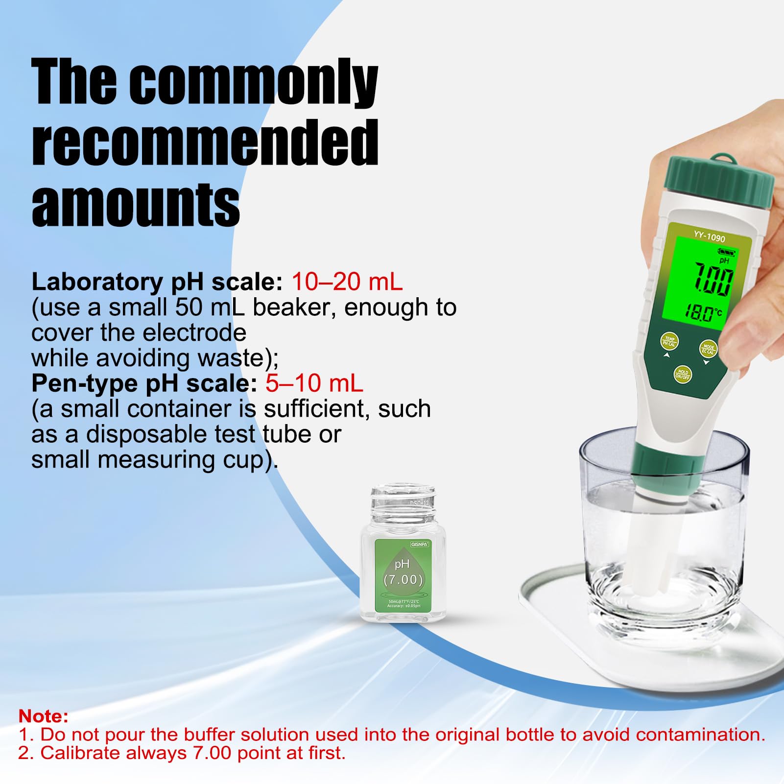 Kit Solution Étalonnaget pH (4.00, 7.00 et 10.01), universel Solution Étalonnage pH 50 ml et Solution Stockage de sonde pH (KCL) 30 ml pour pH-mètres