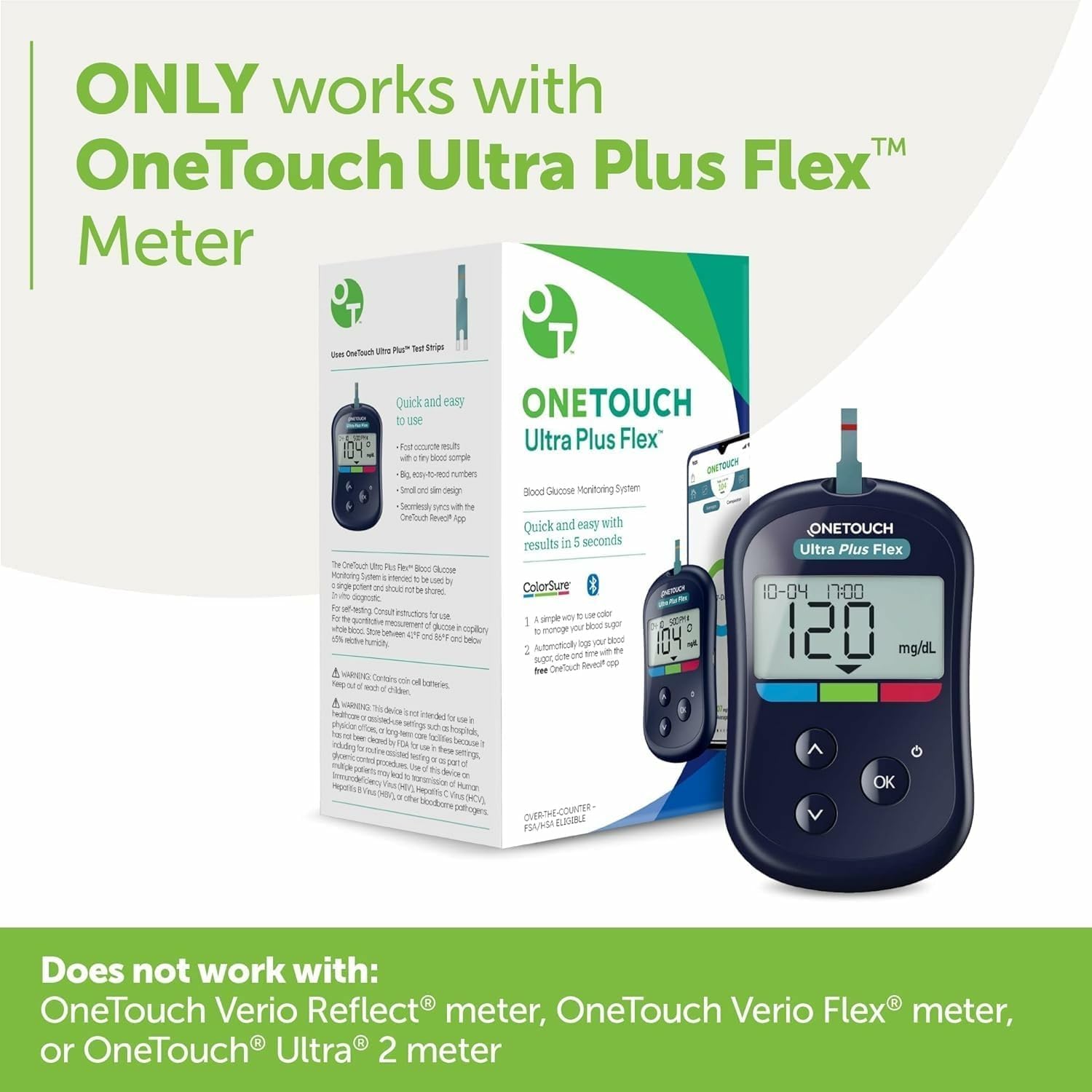 OneTouch Ultra Plus Test Strips - 120 Count - Diabetic Test Strips for Blood Glucose Meter & Daily Blood Sugar Levels - 30 Count/Pack (4 Pack)