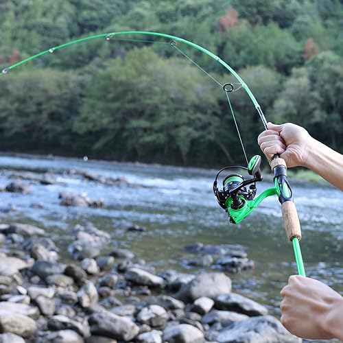 Miniatura 8 de One Bass Caña de pescar, caña giratoria de grafito de 2 piezas y caña de fundición, altamente sensible y fuerte con cómodas asas de corcho y trasero