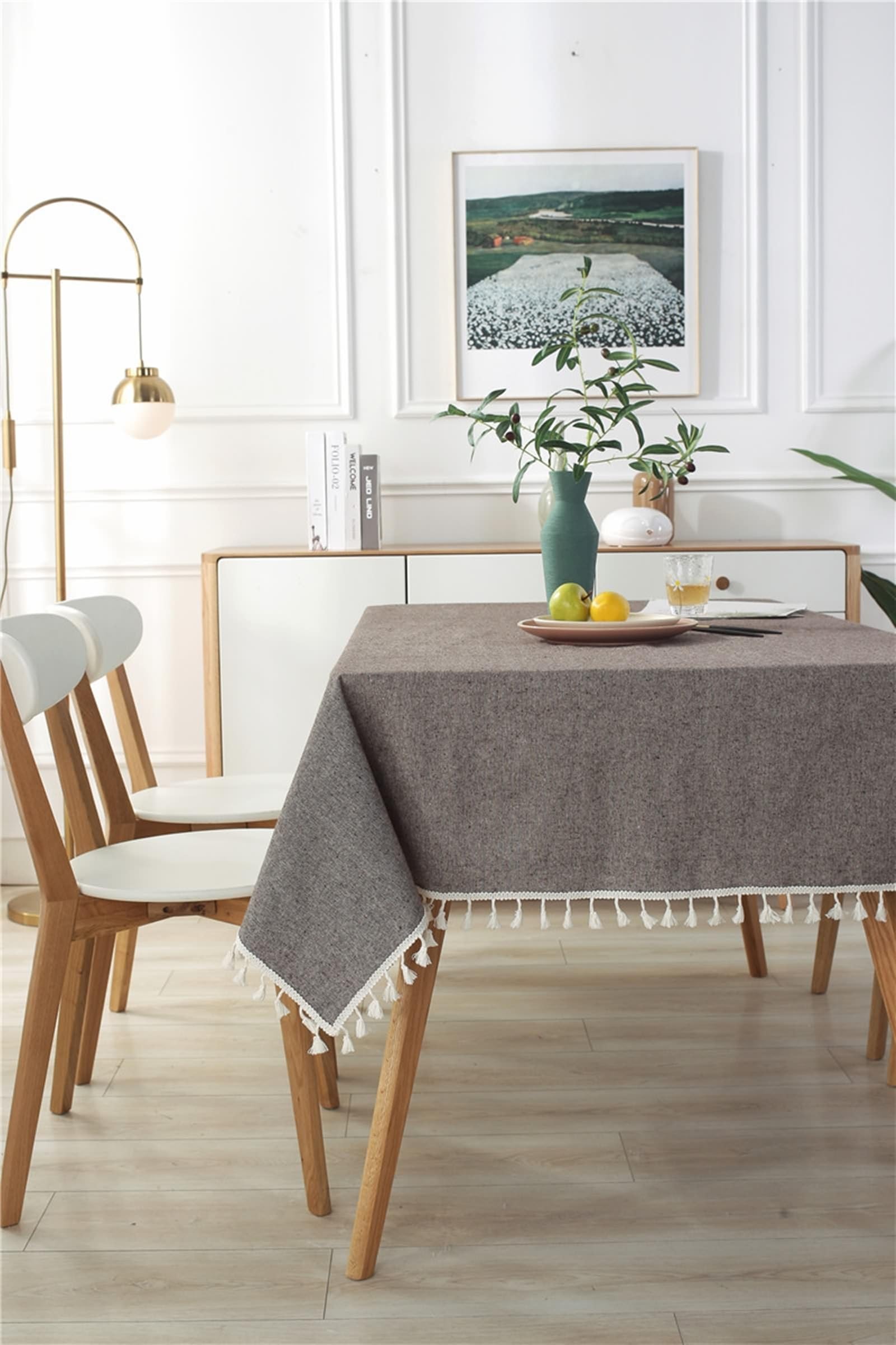 Obrus zmywalny kawa, bawełna len Tablecloth jednokolorowy obrus prostokątny 140 x 220 cm