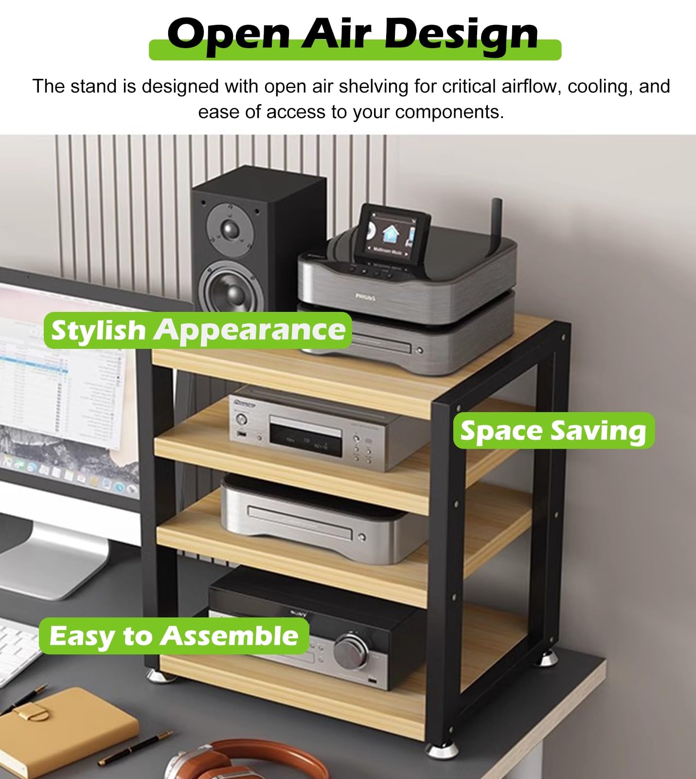 porta-DVD, Rack HiFi piccolo a 3 livelli for componenti audio