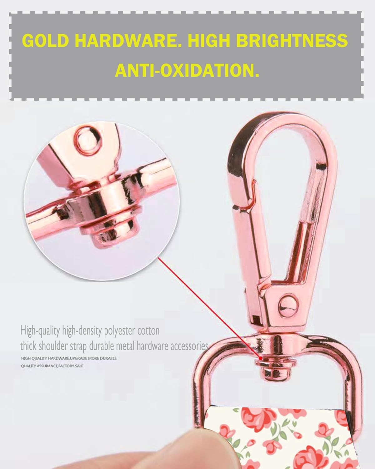 Purse Strap Replacement Crossbody, 1.5" Rose-Golden Buckle Wide Shoulder Strap Adjustable, Cute Handbag - Image 2