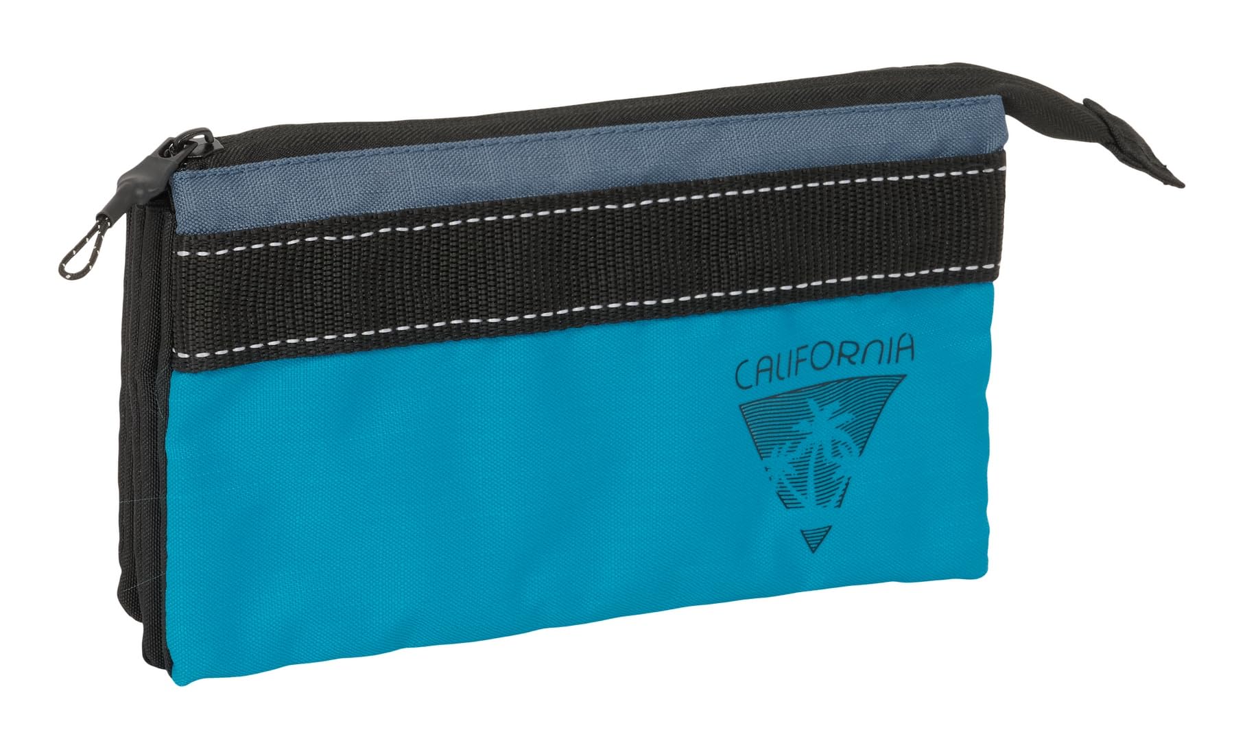 Safta BLACKFIT8 CALIFORNIA – Triple Pencil Case, Recyclable Fabric, Children's Pencil Case, Children's Case, Ideal for School Age Children, Comfortable and Versatile, Quality and Resistance, 22 x 3 x