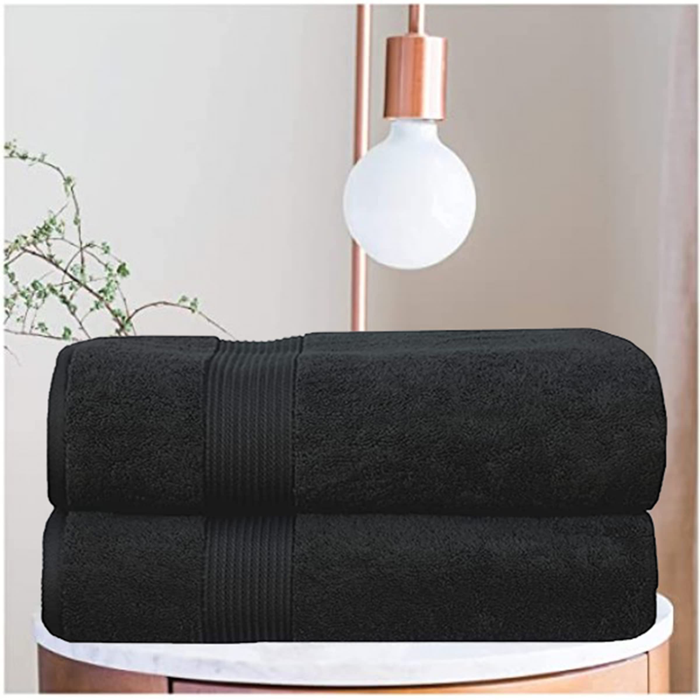 100% Cotton Super Soft Hotel Quality Towel Bath Sheet Pack Of 2 Ultra Soft Absorbent Beach Towel Bathroom Bath Towels Set Super Jumbo Extra Large Luxury Bath Sheet (90 x 180 cm, 2 Pack, Black)