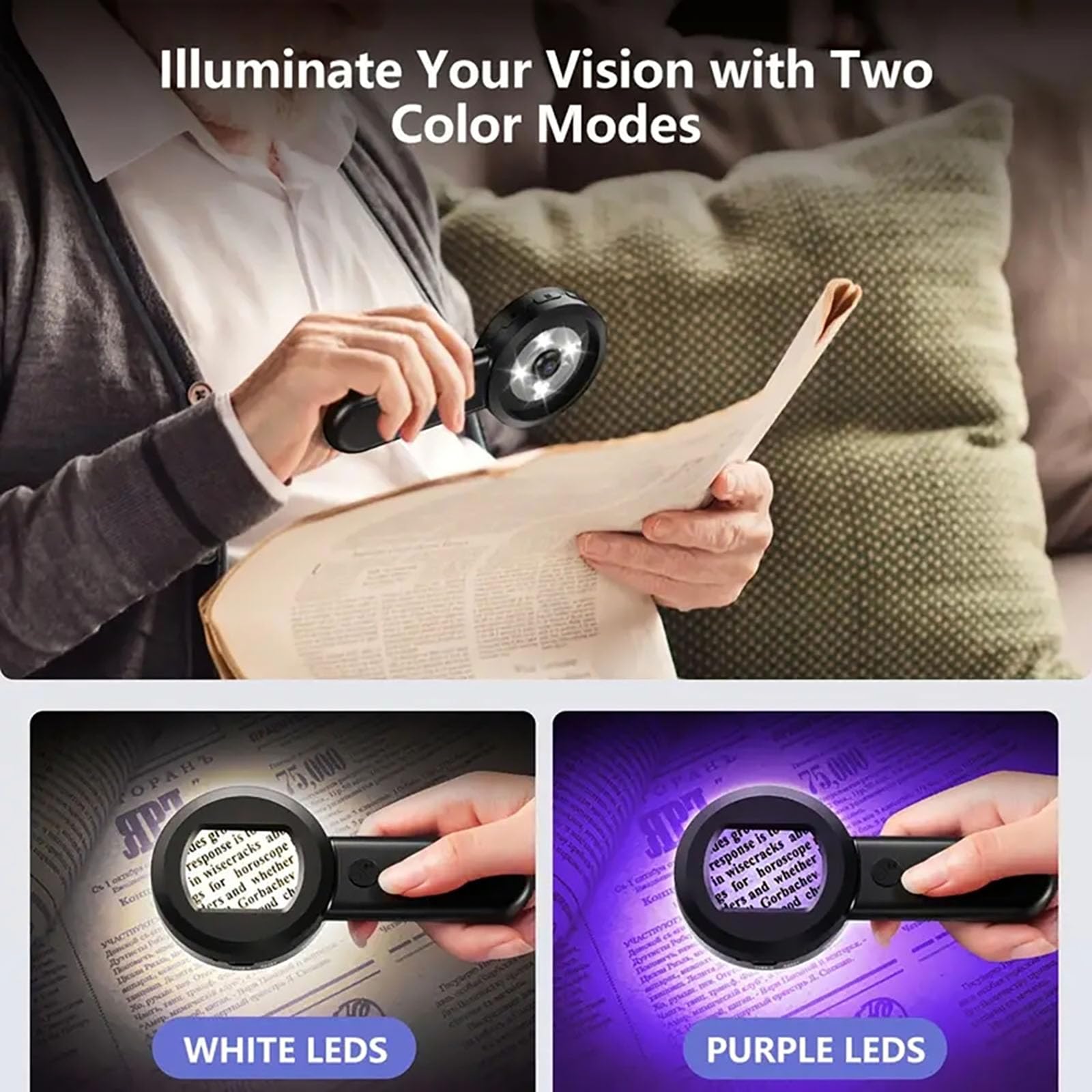 100X Zoom Fixed Focus HD Digital Magnifier with LEDs for Microbiological Observation