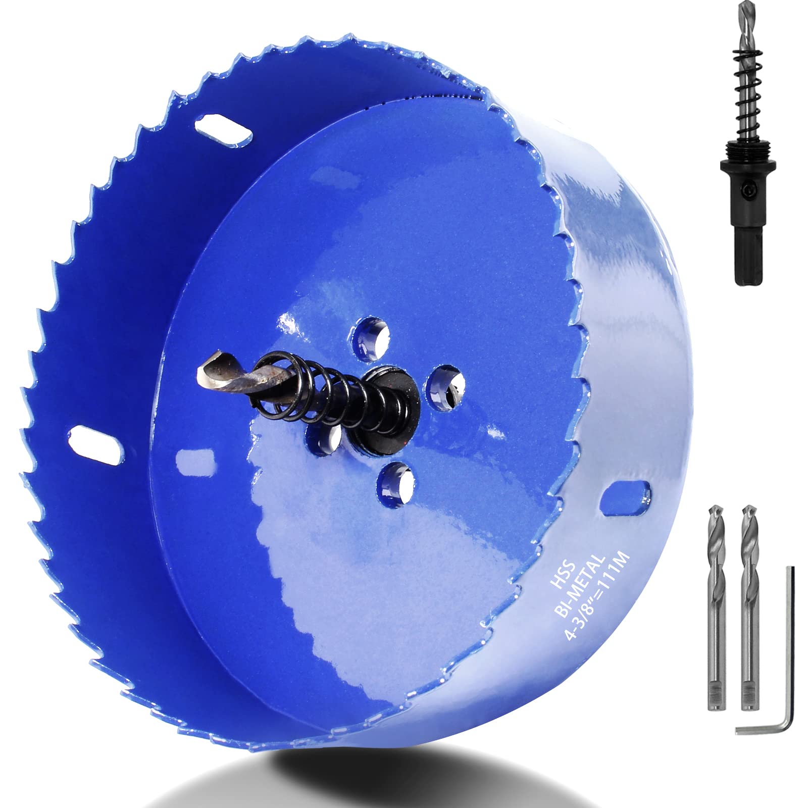 Luomorgo 111mm/4 3/8 inch Hole Saw, 1 1/4 inch Cutting Depth HSS Bi-Metal Hole Cutter for Wood Cornhole Boards Plastic Drywall & Metal Sheet