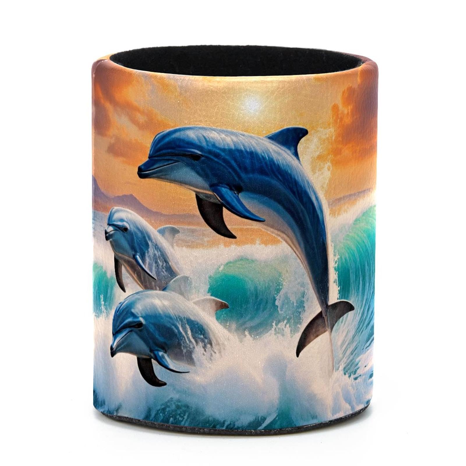 VAPOKF Round Pencil Holders for Desk, Dolphin Jumping Pen Holders Pen Pot Makeup Brushes Storage Desktop Stationery Supplies Organiser for Home Office