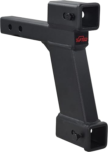 Vista 16 de TOPTOW 64121 - Elevador de extensión de enganche de remolque receptor de 2 pulgadas con elevación/caída de 2 pulgadas, vástago sólido, capacidad
