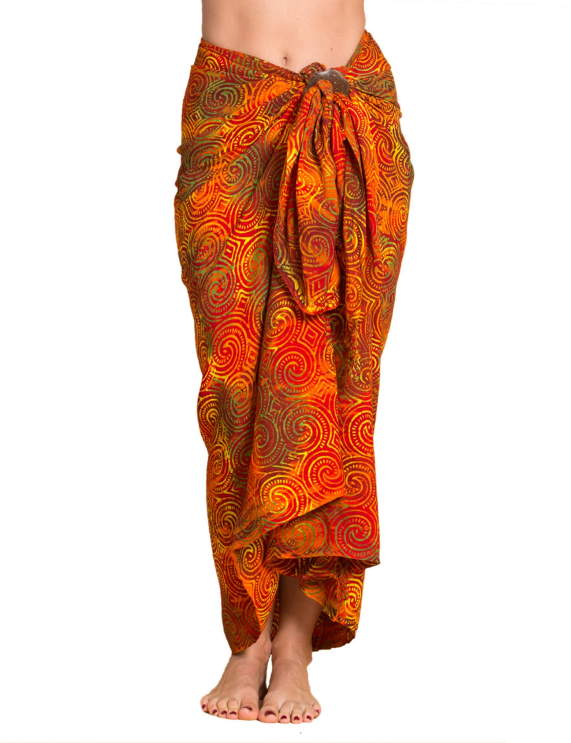 Panasiam Women's B010 Orange Tones Sarong L