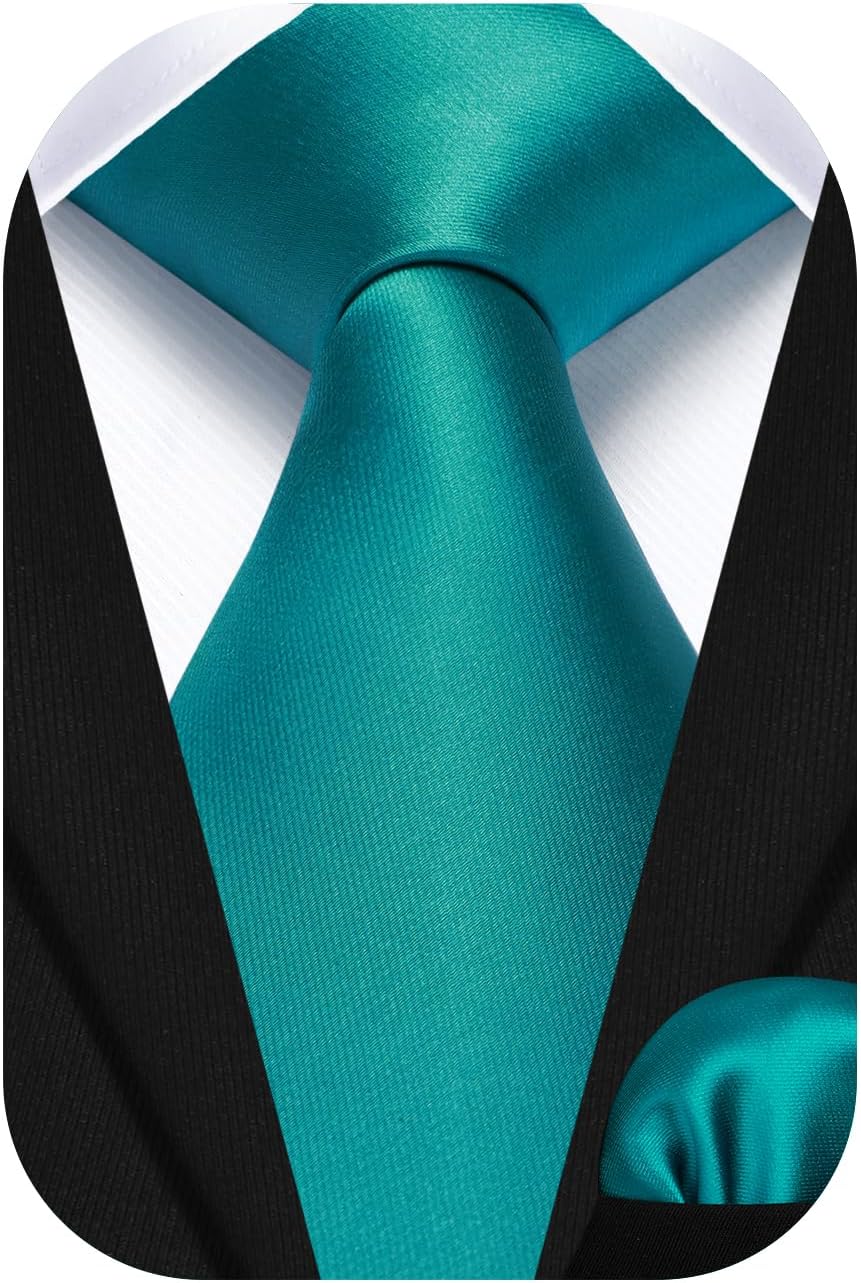 Ties for Men Formal Ties with Pocket Square Set Classic Solid Color Mens Tie Handkerchiefs Satin Silk Neckties in Box - Image 8