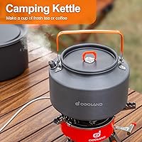 Vista 5 de Odoland Camping Cookware Mess Kit, Camping Cooking Pot Fry Pan and 1.1L Kettle Set, Portable Camping Cookware Set with Mesh Bag for Camping