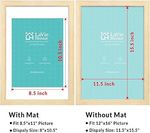 Vista 515 de LaVie Home - Portarretratos de 18 x 24 pulgadas, fotos de 16 x 20 pulgadas con paspartú, de 18 x 24 pulgadas sin paspartú, plexiglás pulido, Negro