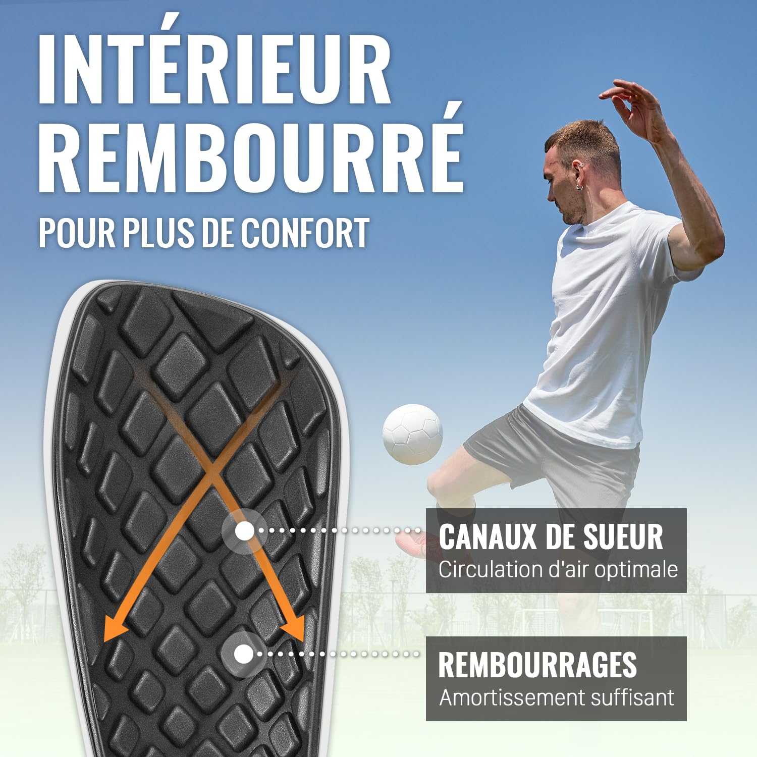 Northdeer Protège-Tibias pour Homme Enfant avec Chaussettes avec Poche d'Insertion Optimisée – Protections Football à Insérer