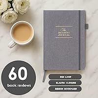 Vista 7 de JXSELECT Diario de Lectura Elegante - Registro de 60 Reseñas de Libros con Portaplumas y Bolsillo Trasero - Rastrea tu Progreso de Lectura - Regalo