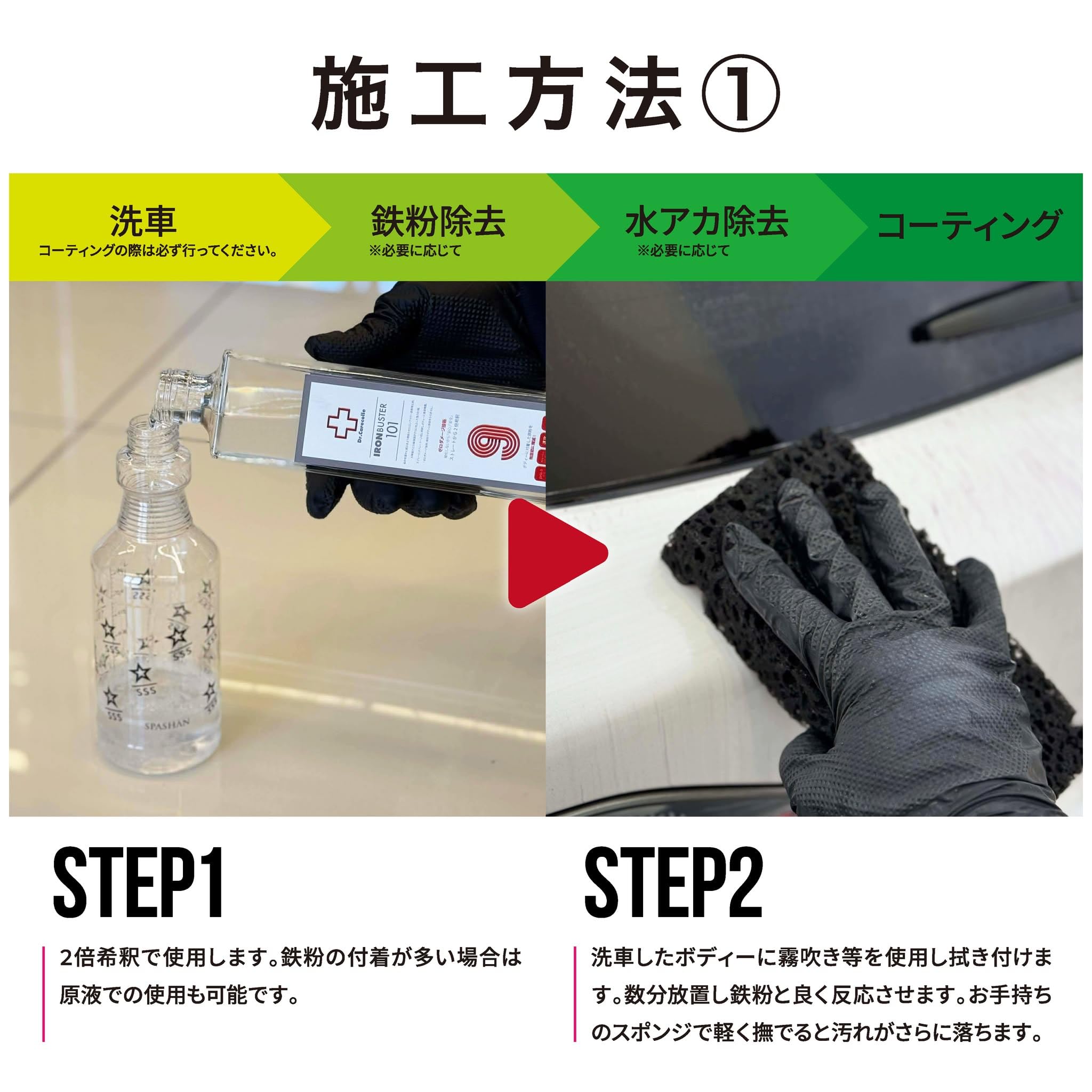 Amazon.co.jp: スパシャン 鉄粉除去剤 車 101アイアンバスター9 500ml