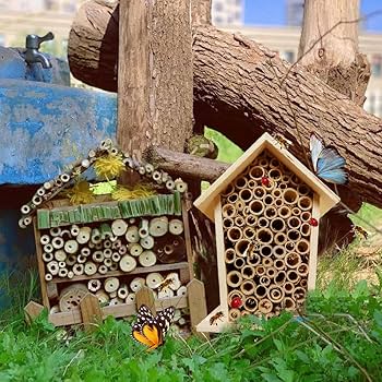 Casetta In Legno Per Insetti Da Giardino - Hotel Per Api, Farfalle E Coccinelle, Con Tetto In Metallo
