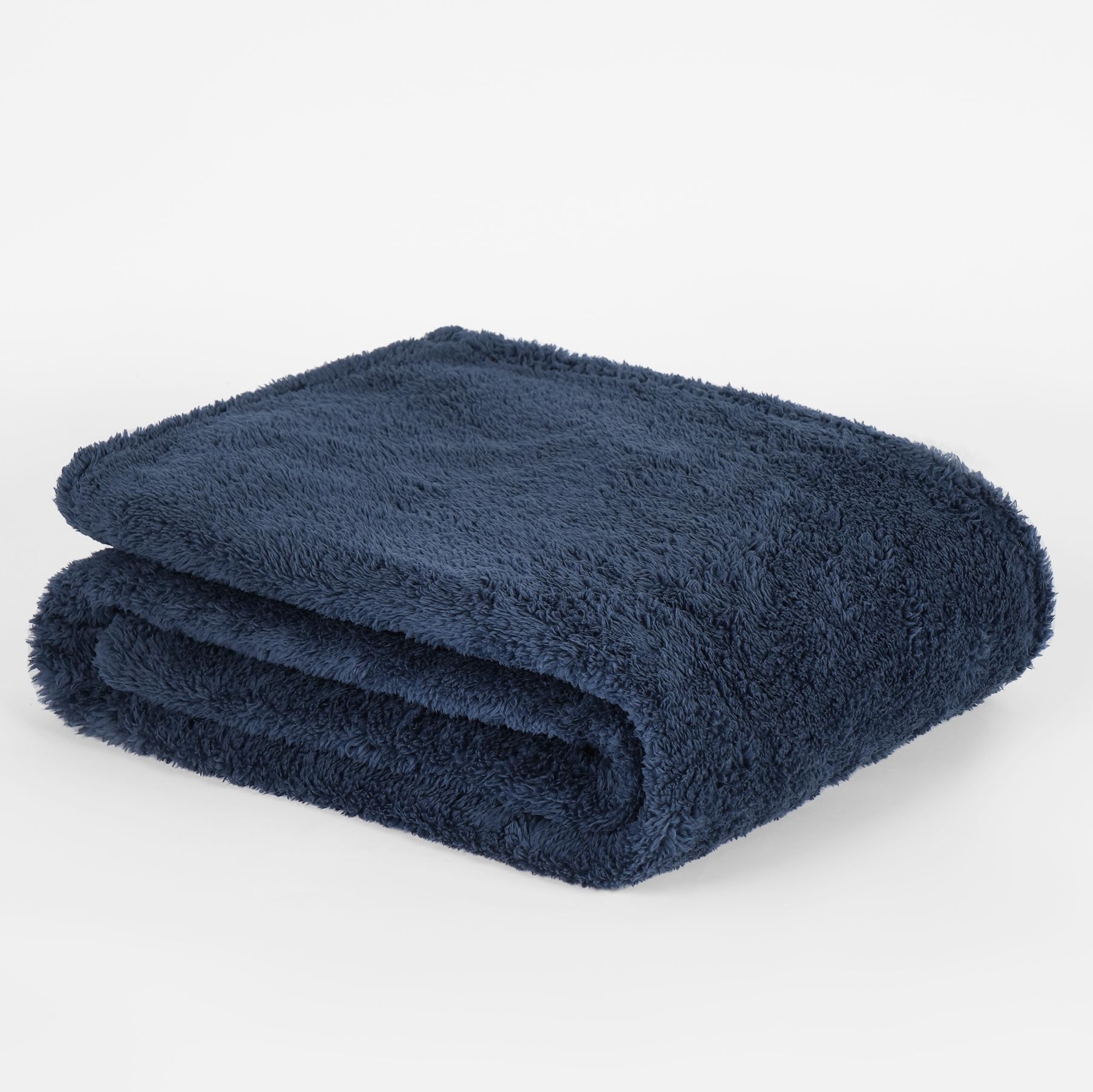 Brentfords Navy Blue Teddy Fleece Blanket Large Throw Over Bed Plush Super Soft Warm Sofa Bedspread, - 125 X 150Cm