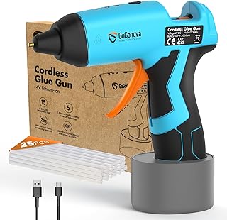 GoGonova Cordless Hot Glue Gun, 15s Fast Preheating with 2Ah Built-in Battery Hot Melt Glue Gun, Smart Power-Off, Kit with...