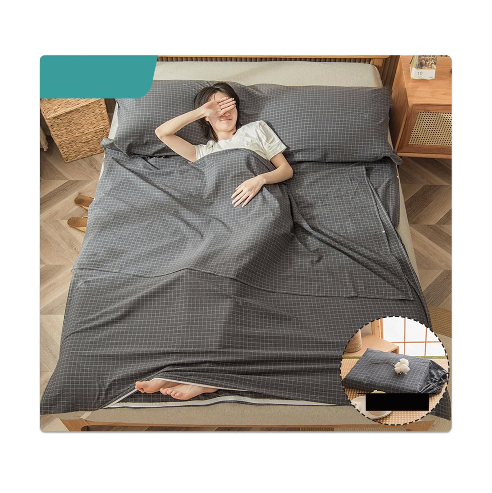 Sacco Nanna In 100% Seta Con Cerniere Integrali, 221 X 109 Cm, Grandi