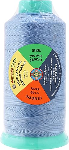 Miniatura 519 de Mandala Crafts Hilos de coser resistentes de nailon consolidado, hilo para tejer jeans de cuero, hilos de tapicería marina al aire libre, Beige