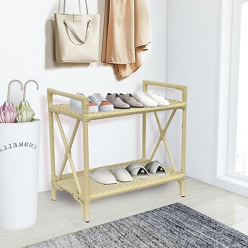 Miniatura 8 de Fangflower Estante de almacenamiento de 3 niveles, estantes multicapa duraderos hechos a mano, estante multiusos para sala de estar, cocina, baño,