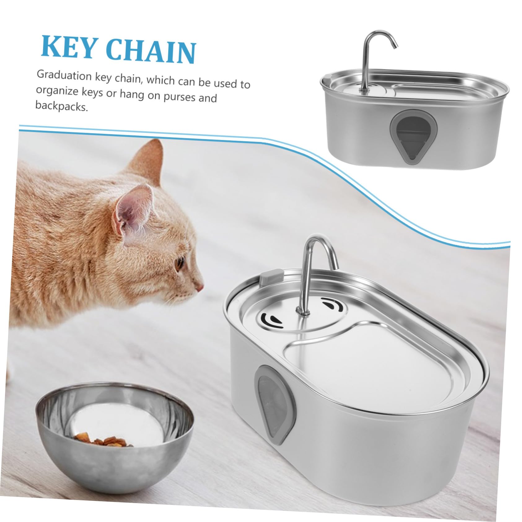 VANZACK Dispenser Acqua Automatico per Gatti Filtrazione Continua Funzionamento Silenzioso Acciaio Inox per Piccoli Animali Domestici Ricarica USB