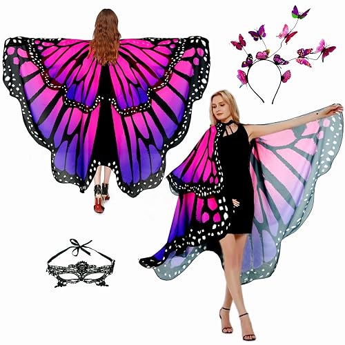 Halloween Butterfly Wings Costume for Womens, Moth Wings Butterfly Cape