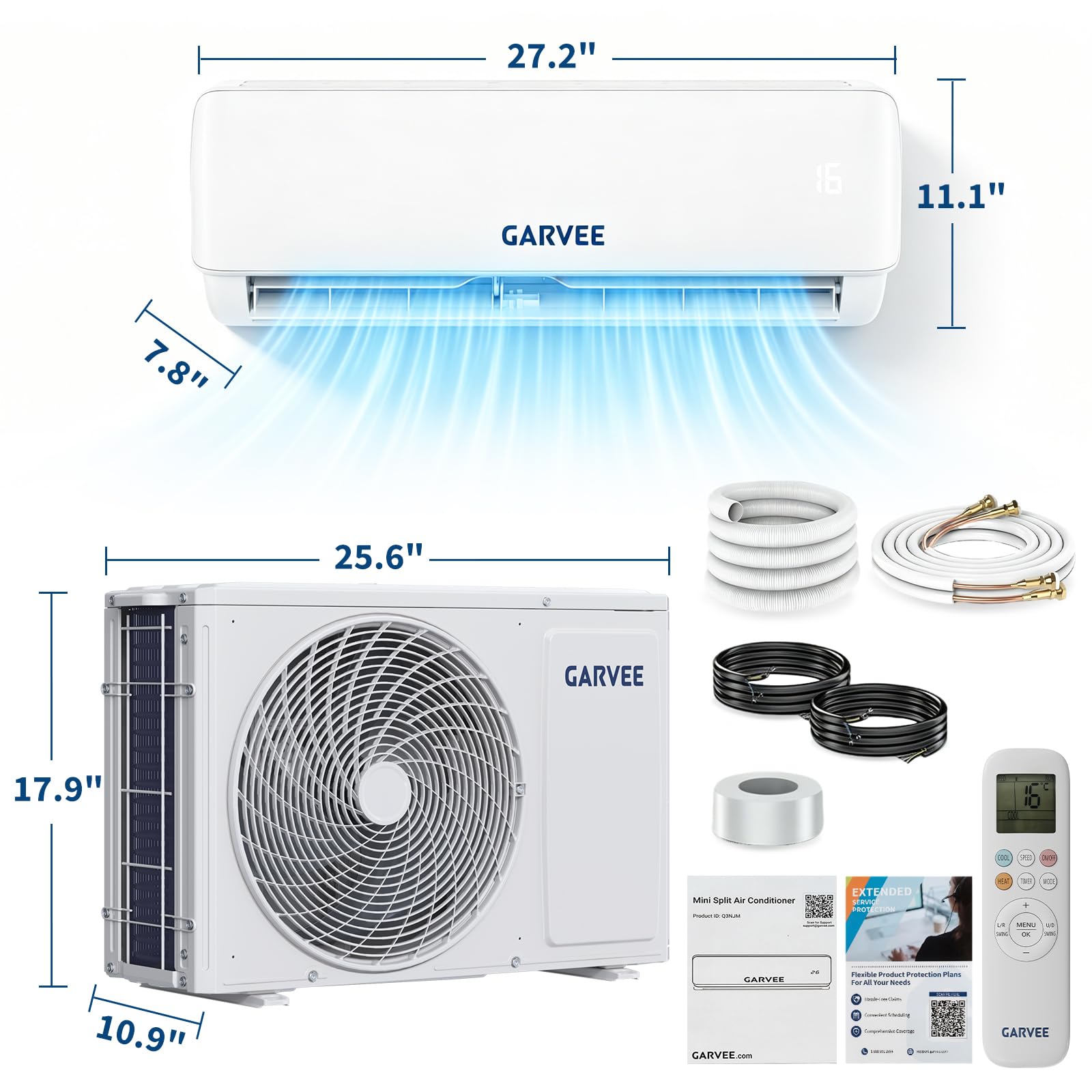 Climatiseur Mural Monosplit Inverter, 9000 BTU Climatisation, Climatiseur Split –Refroidissement/chauffage A++,R32, Clim 19 dB(A), Evaporateur Antibactérien, Filtre à Charbon,Autonettoyant,Wi-Fi/App