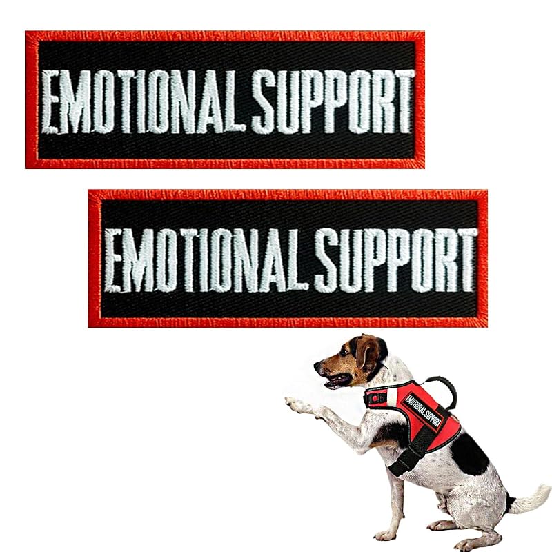 Patch para Peitoral de Cães EMOTIONAL SUPPORT com Gancho e Argola MBOTIROSA, Pacote com 2