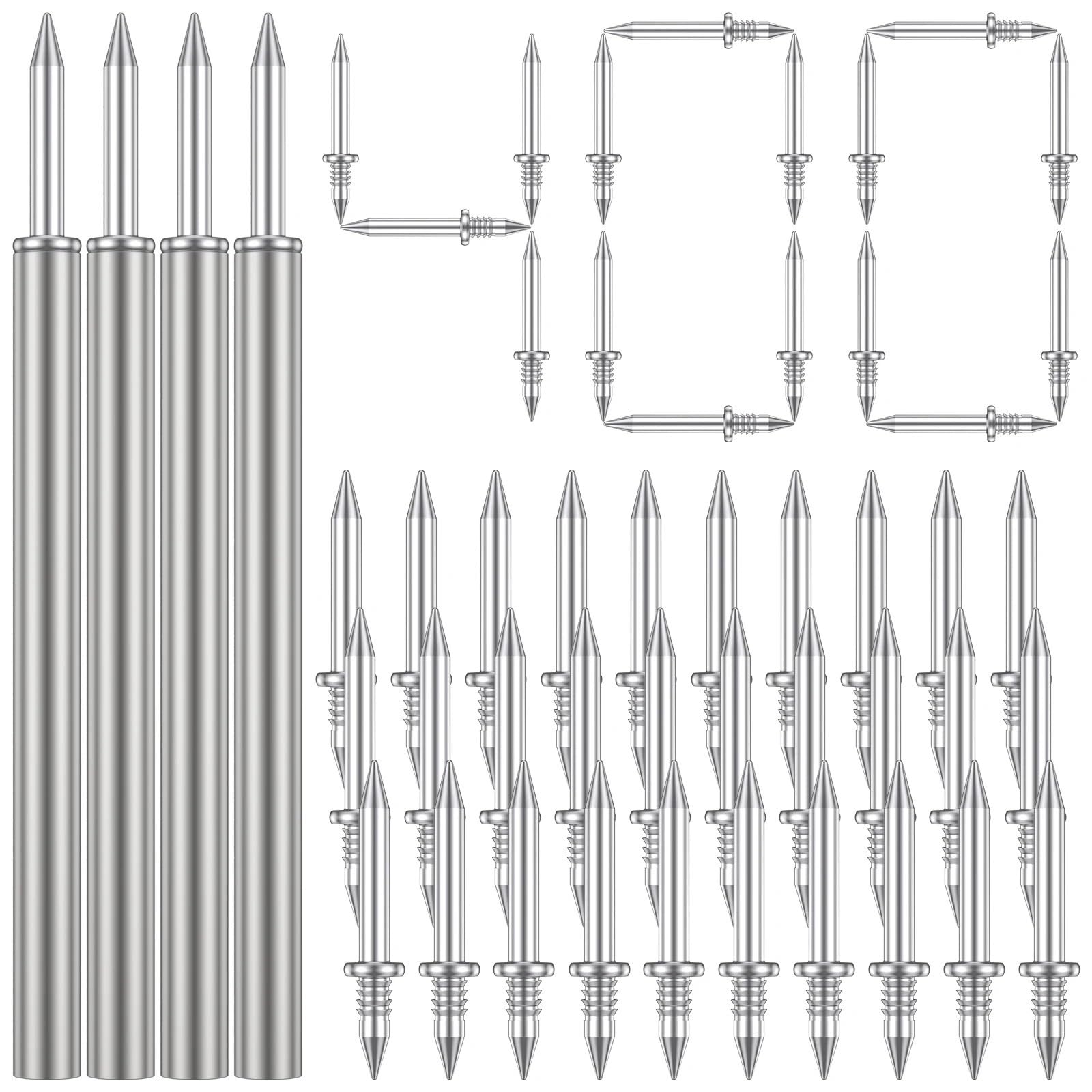 Lajhdcg 400Pcs Nails Double-Head Skirting Thread Seamless Nail Metal Skirting Line Without Marks Nail Screws Set With 2 Rods For Skirting Line(400Pcs Nails)
