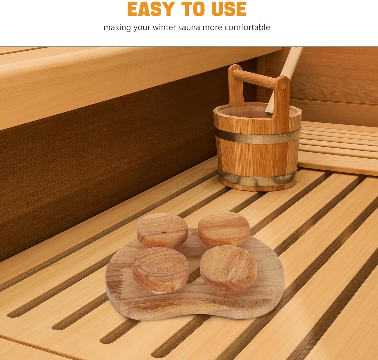 Kichvoe Wooden Sauna Pillow and Lumbar Support Cushion for Indoor Steam Rooms, Ergonomic Backrest Made of Natural Sauna Wood, Spa Accessory for Neck and Waist Comfort