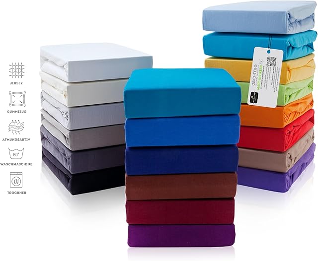 Prześcieradło z gumką 90-100 x 200 cm, prześcieradło dżersejowe ze 100% bawełny, materace do 23-25 cm, Oeko-TEX Made in Green, białe