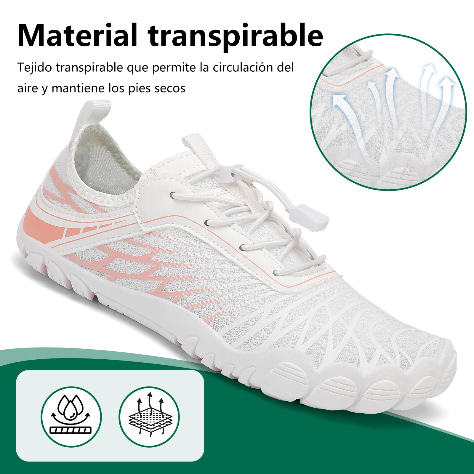 SAGUARO Barefoot Zapatillas Mujer Zapatos Minimalistas Ligeras con Puntera Ancha, 35-43 EU — view 6