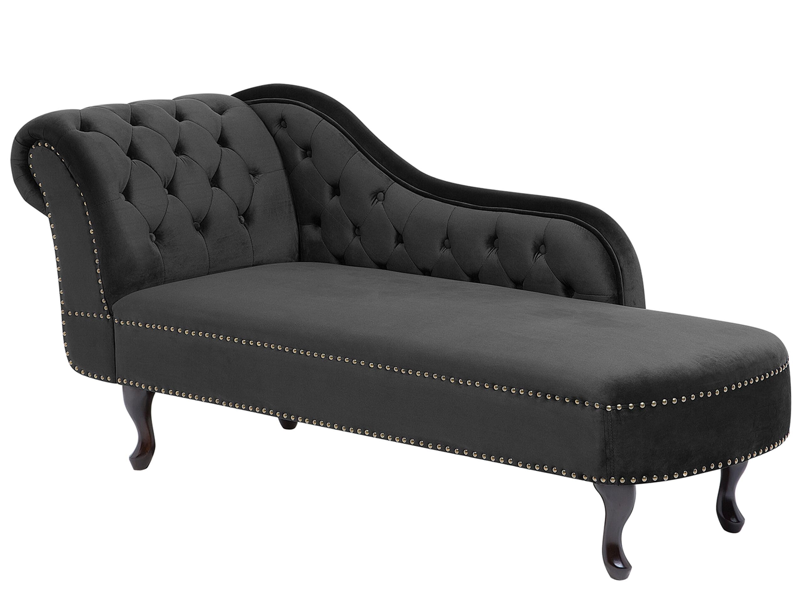Méridienne Velours Marron Style Chesterfield - 170x73x79 Cm