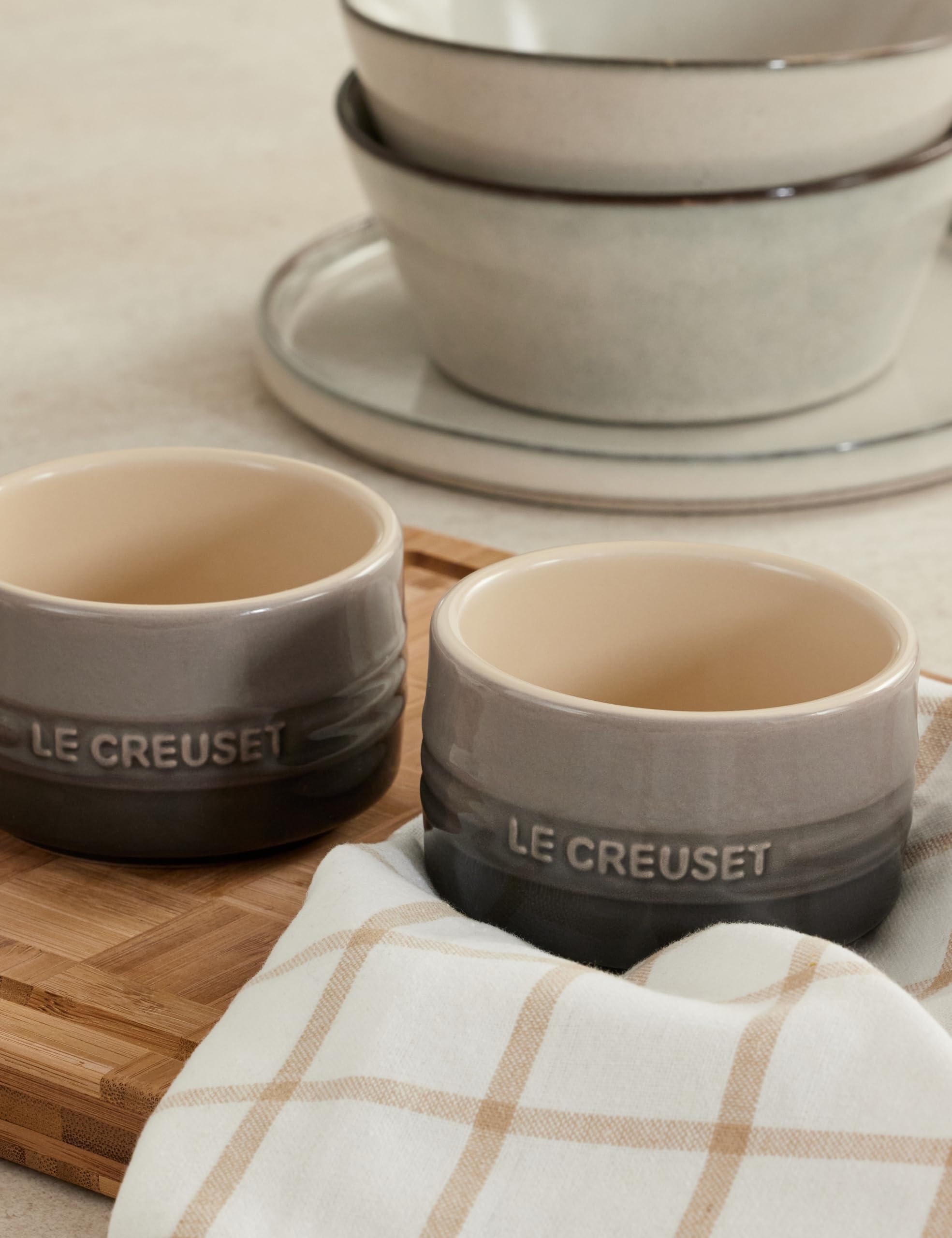 Le Creuset Lot de 2 ramequins muraux droits en grès 200 ml, huître