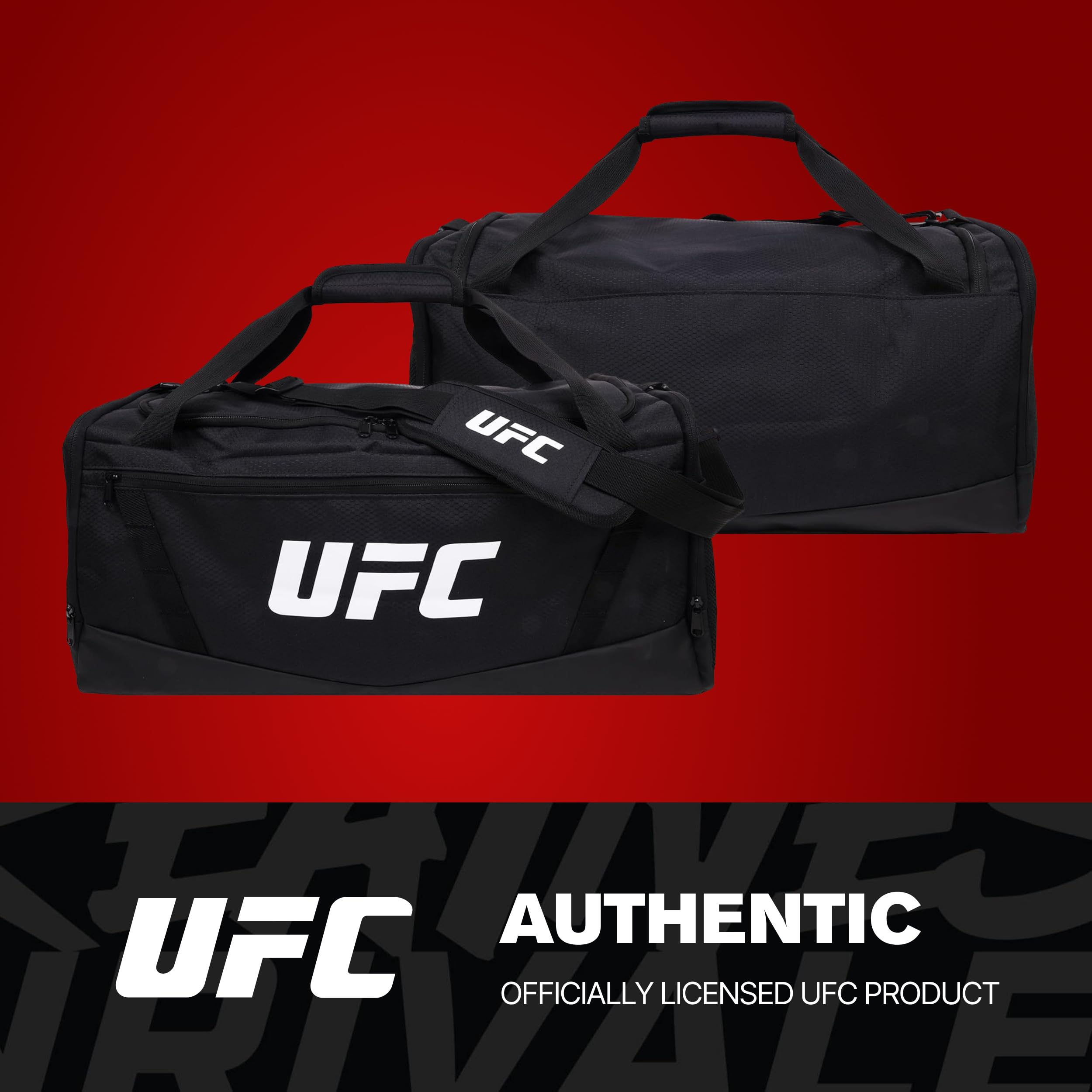 UFC Turnbeutel, 55,9 cm, große Reisetasche für Damen und Herren, Schuhfach, MMA-Trainingsgeräte und Sportzubehör, Schwarz