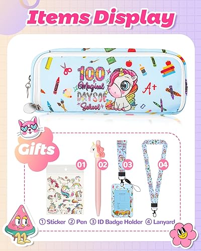 Miniatura 6 de Bistup Estuche para lápices para la escuela, lindo diseño de dibujos animados kawaii para niñas adolescentes con cremallera, bolsas grandes de