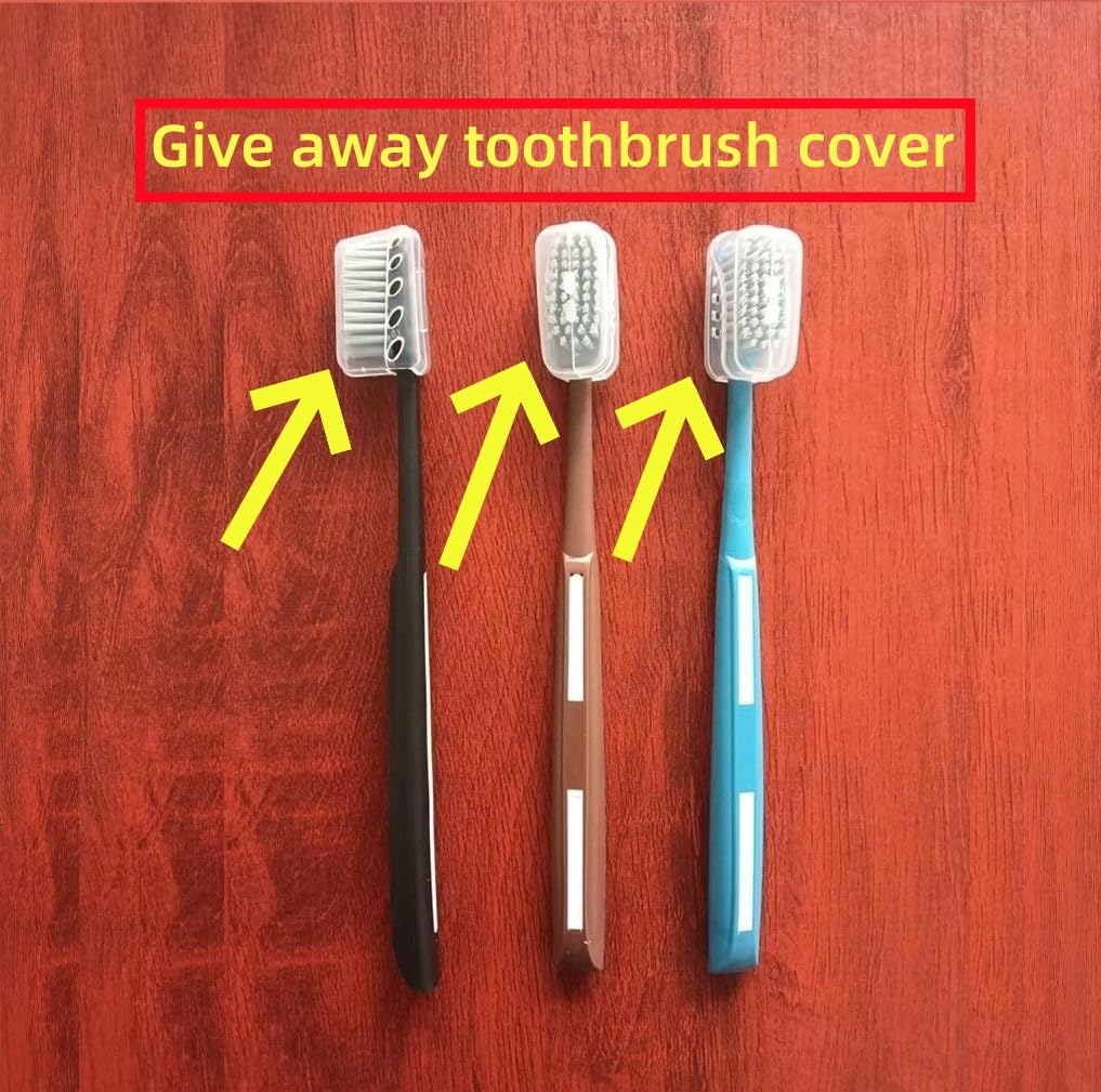 Caibomaoyi Adult Manual Hard bristled toothbrushes with Cover, Big Head Medium Size,for Cleaning Smoke Stain, Tartar, Coffee Stain, Tea Stain.?Hard Bristle Black,5 Count (Pack of 1)?