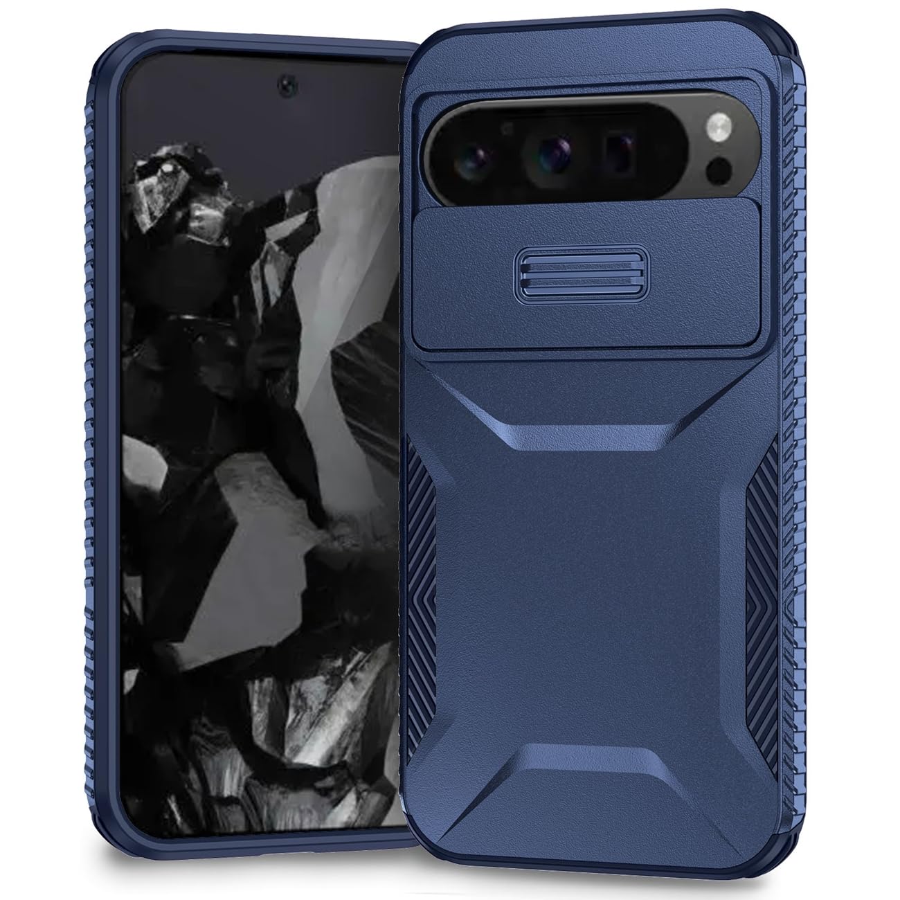 Case for Pixel 10 Pro XL Case, for Google 10ProXL Cases with Slide Camera Cover, Military Grade Non-Slip Heavy Duty Rugged Shockproof Protective Phone Cover for Google Pixel 10 Pro XL Blue