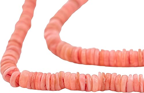 TheBeadChest - Cuentas Heishi de concha rosa rosa de 0.236 in, 16 pulgadas