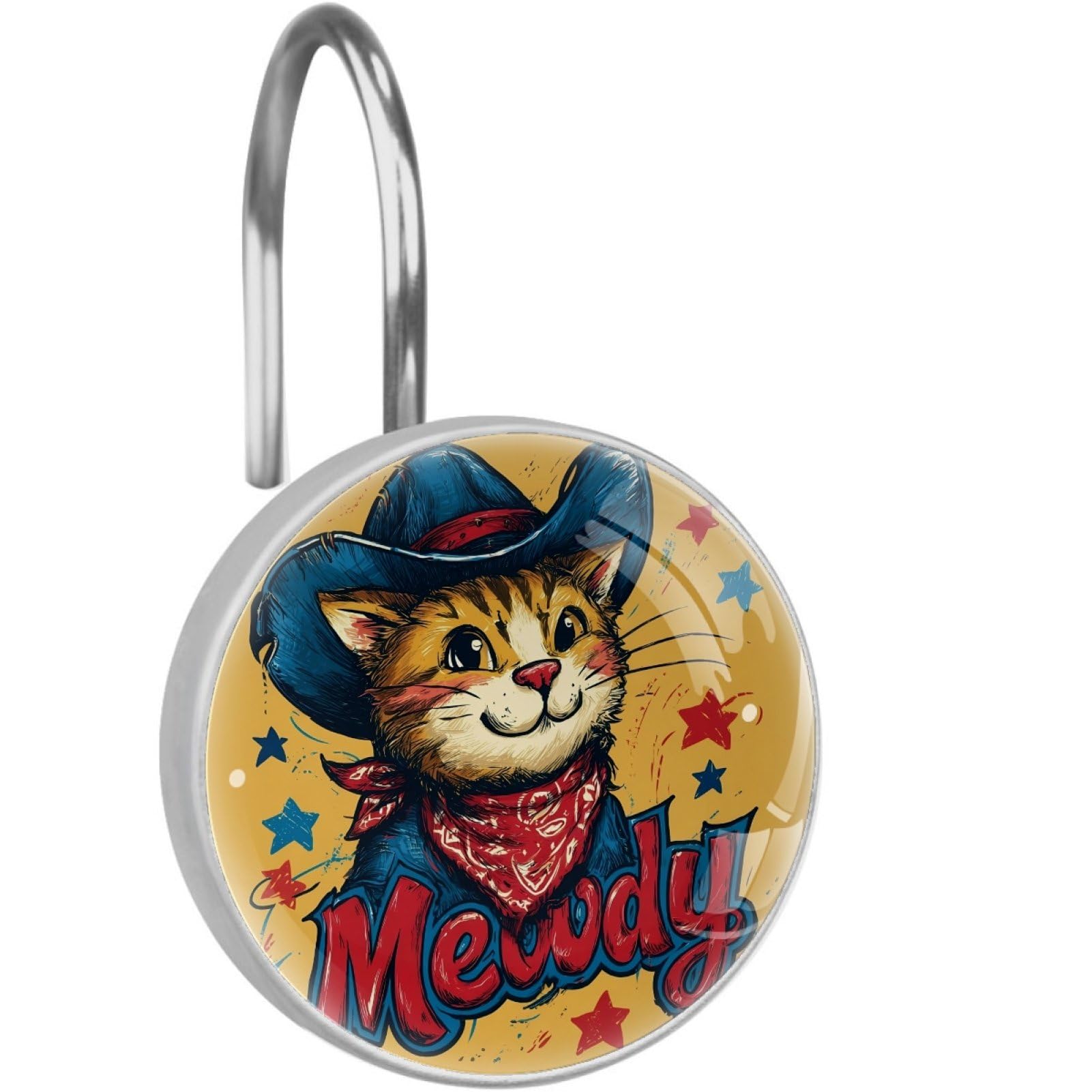 VAPOKF Shower Curtain Hooks, 12PCS Cute Cowboy Cat Shower Curtain Hook for Bathroom Decors Home Bedroom