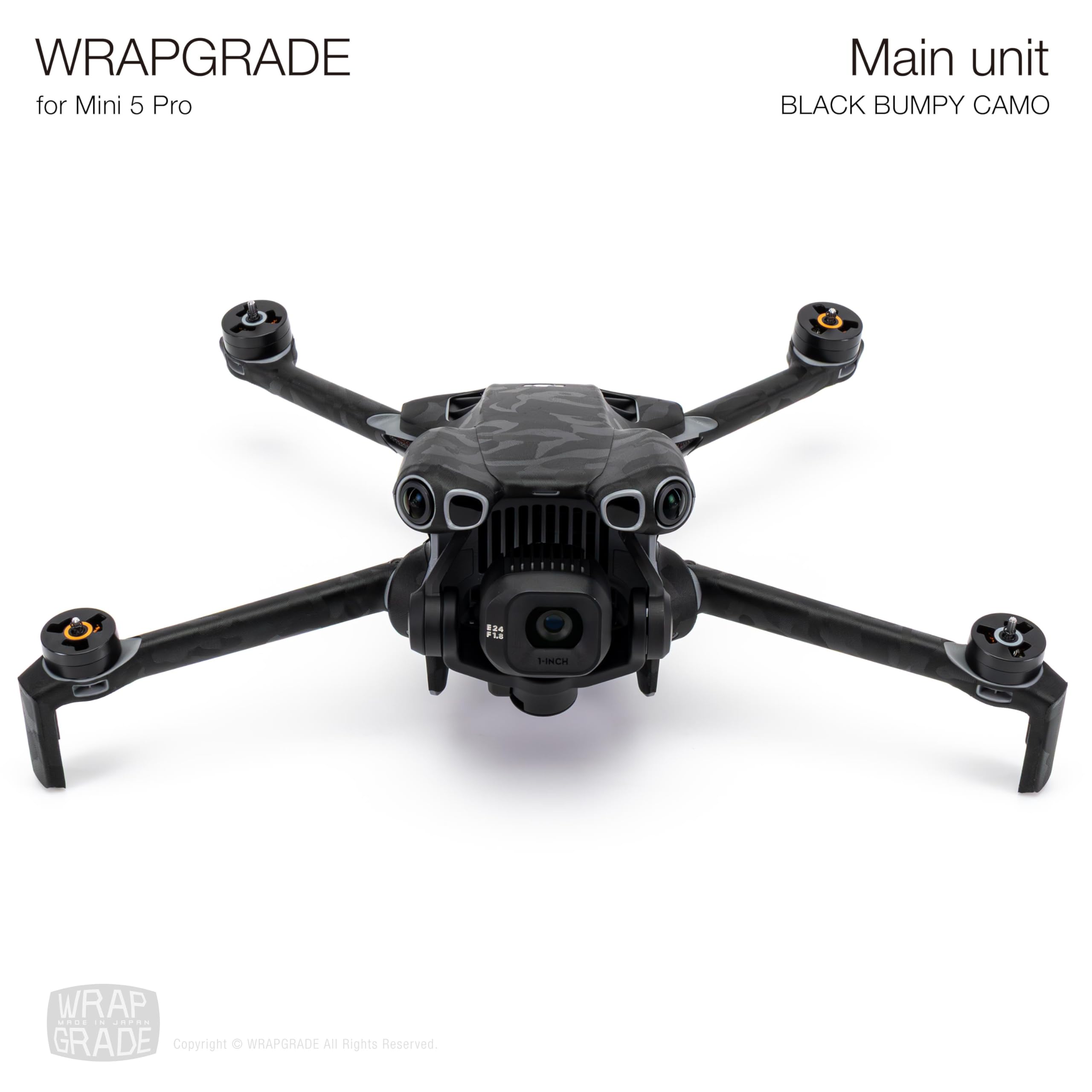 WRAPGRADE Skin Stickers Compatible with DJI Mini 5 Pro (Black Bumpy Camo) - Image 2