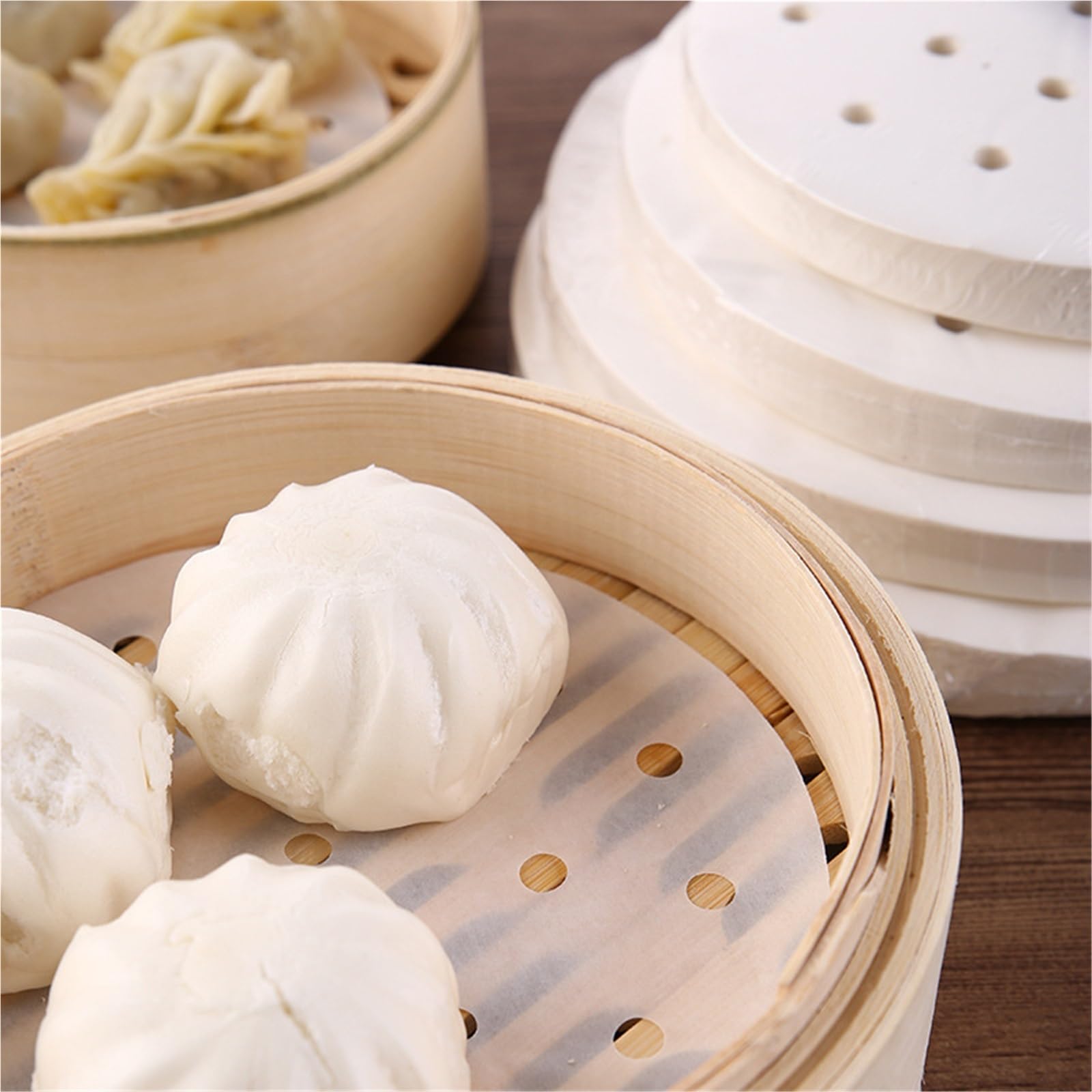 Papel de horno Papel for freidora de aire for hornear alimentos cocina, resistente al aceite, silicona doble cara, antiadherente, alfombrilla for vaporera(15.2cm,300pcs)