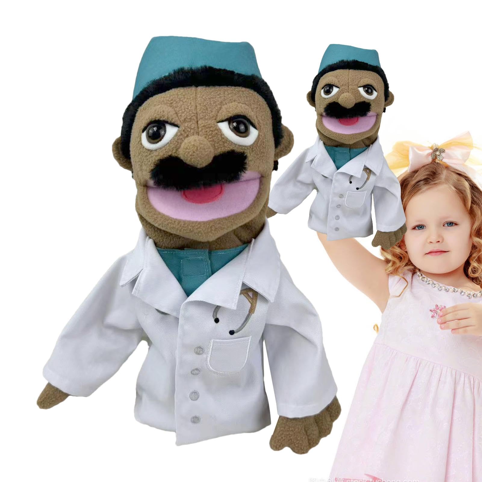 Títeres Mano Juego Roles - Cocinero Bombero Granjero Trabajador Detective Doctor Peluche Relleno | Juguetes interactivos educación temprana para Padres e Hijos para Recuerdos Fiesta Navidad