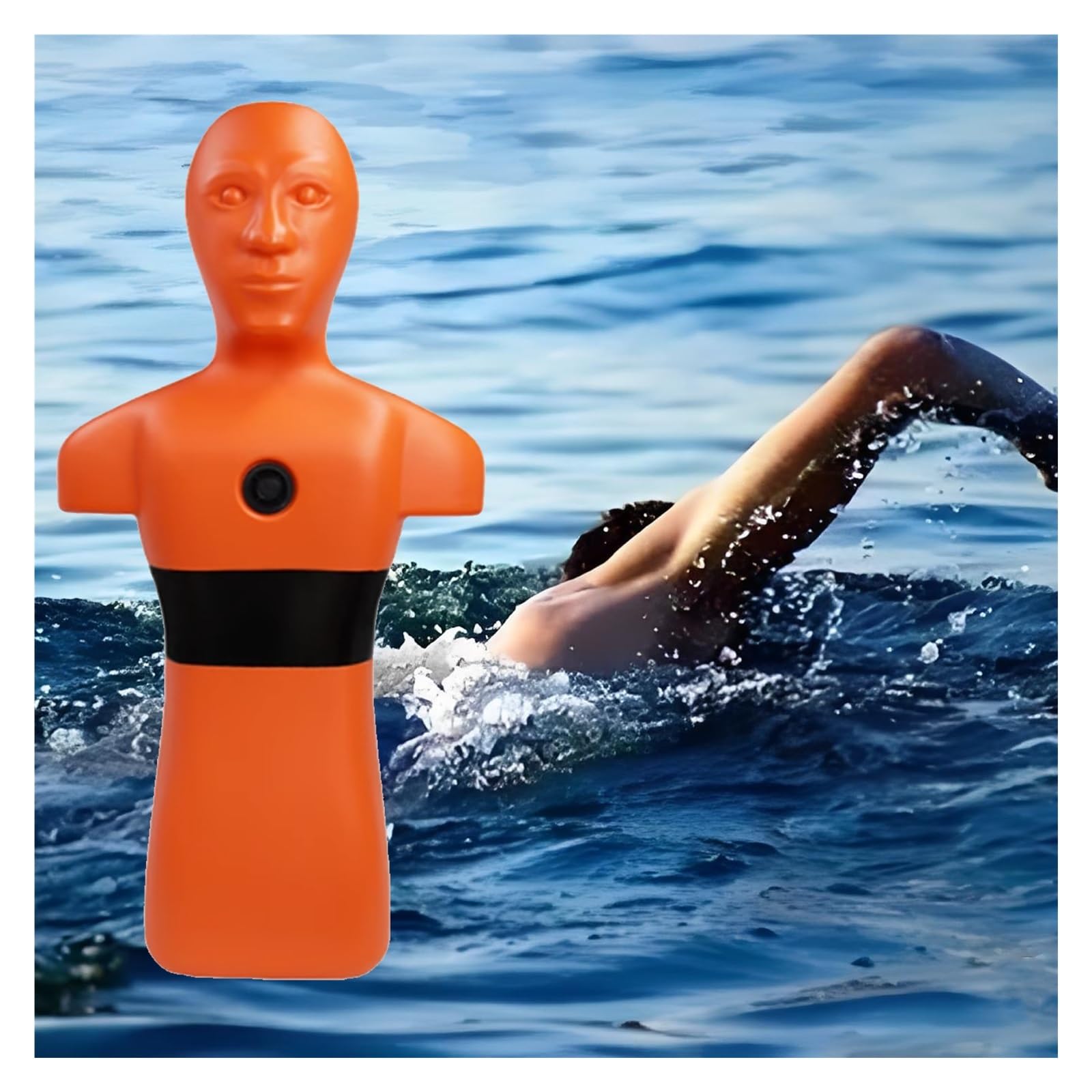 MZZKFC Orange & Yellow Water Emergency Drill Dummy for Training, Large Fire Training Drill Dummys with 3 Water Filling Holes, 1m Swimming Teaching Tools for Kids/Adults(Orange)