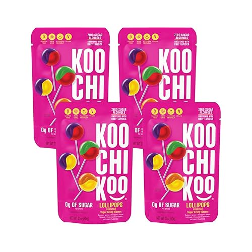 Miniatura 1 de Koochikoo Bolsa de paletas orgánicas y sin azúcar, sabores de frutas surtidos, sin azúcar añadido, sin gluten y veganas, 10 paletas (paquete de 4