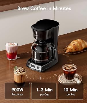 ecozy 12-Cup Drip Coffee Maker with Electric Coffee Grinder Combos, Programmable Coffee Machine with Washable Basket Filter, Auto Shutoff Function, No Drip Pause & Pour, Brezzano DuoSet | Programmable Coffee Machine with Washable Basket Filter, Auto Shutoff Function, No Drip Pause & Pour, Brezzano DuoSet