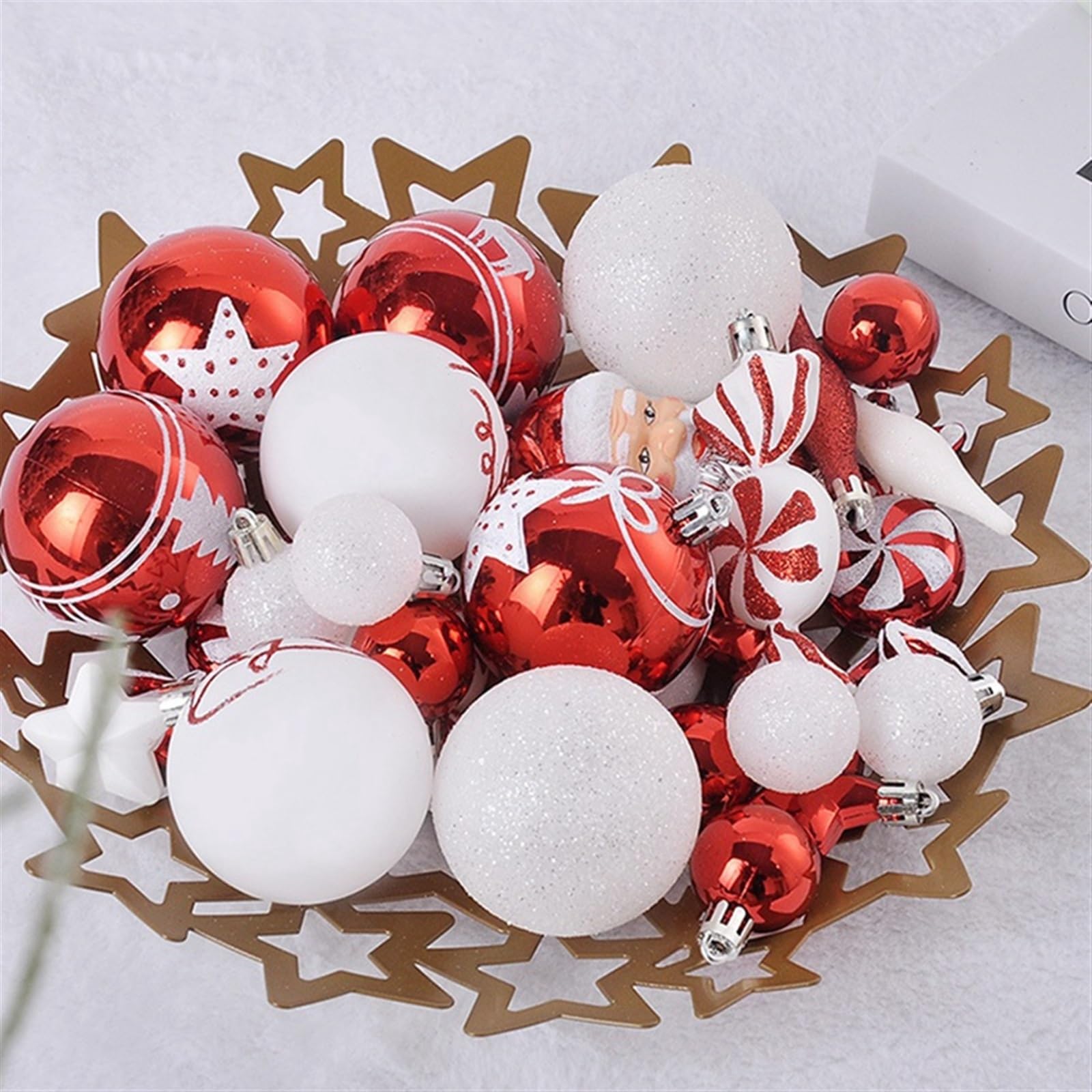 INEOUT 70 Uds. Bola De Adorno De Navidad Árbol De Navidad Galvanoplastia Bola De Plástico Adorno Pintado Estrella Superior del Árbol